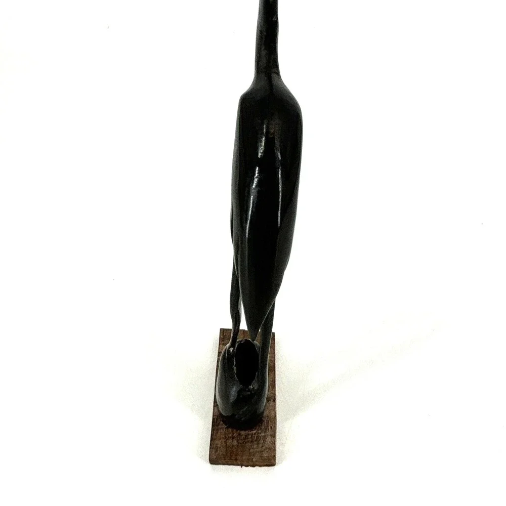 60s Bird‎ Stork Egret Heron Crane Carved Horn Figurine Sculpture Vtg MCM 11
